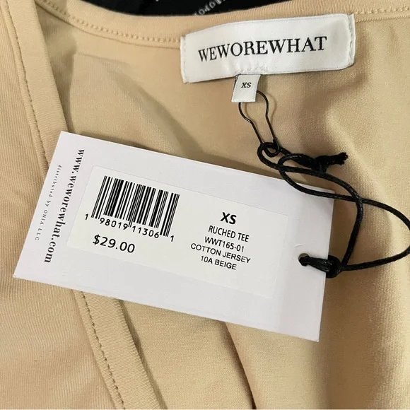 NWT WEWOREWHAT Cotton Ruched Tee - Picture 8 of 11